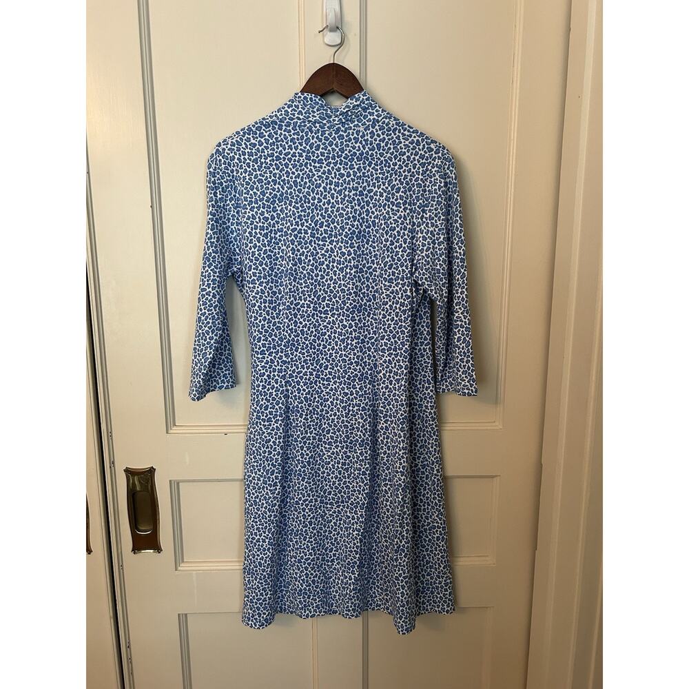 J. McLaughlin Catalina Cloth Faux Wrap Sheath Dress Womens Size Large Blue White - Picture 3 of 10